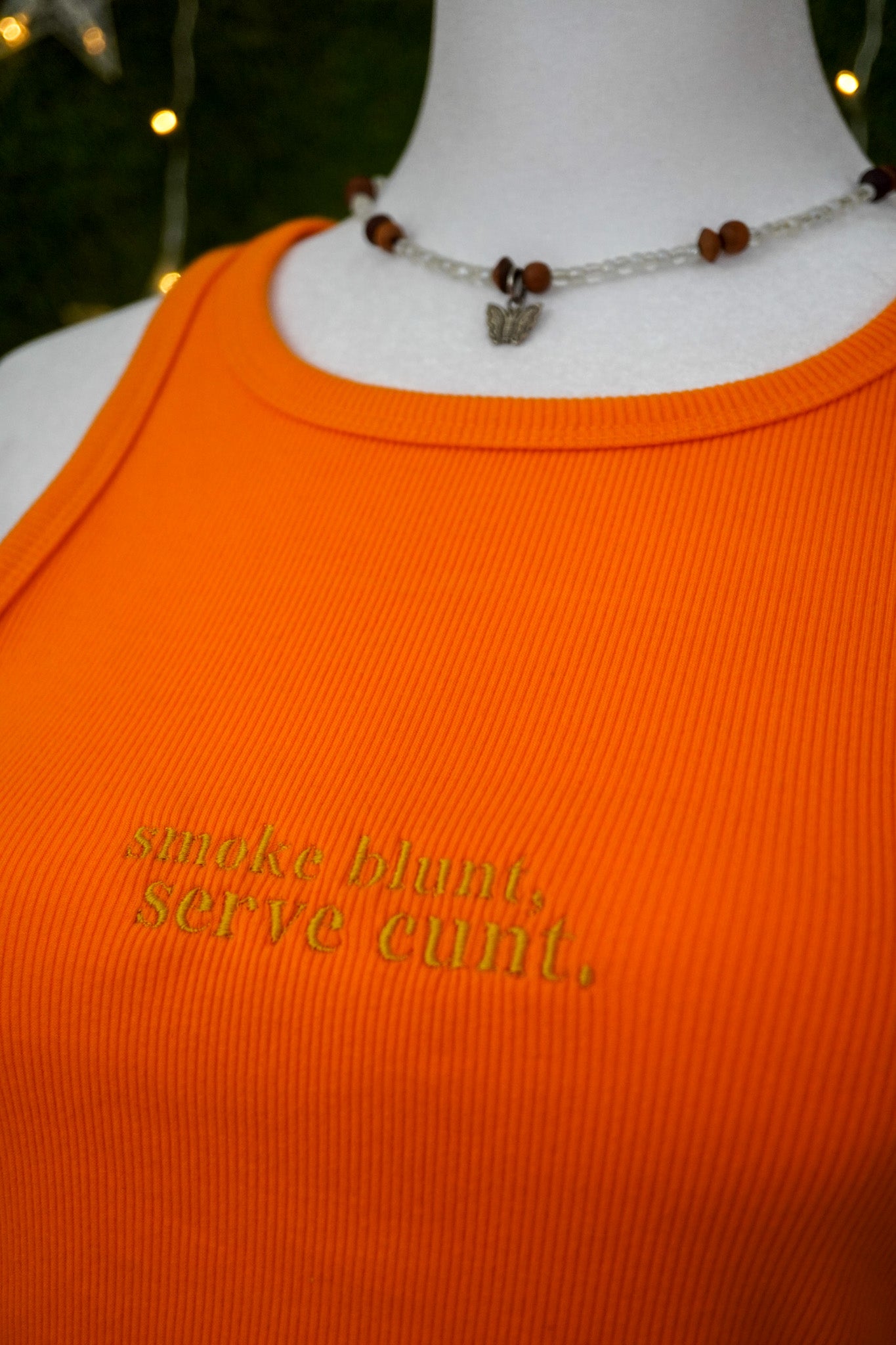 Smoke Blunt Orange Halter Cropped Tank L