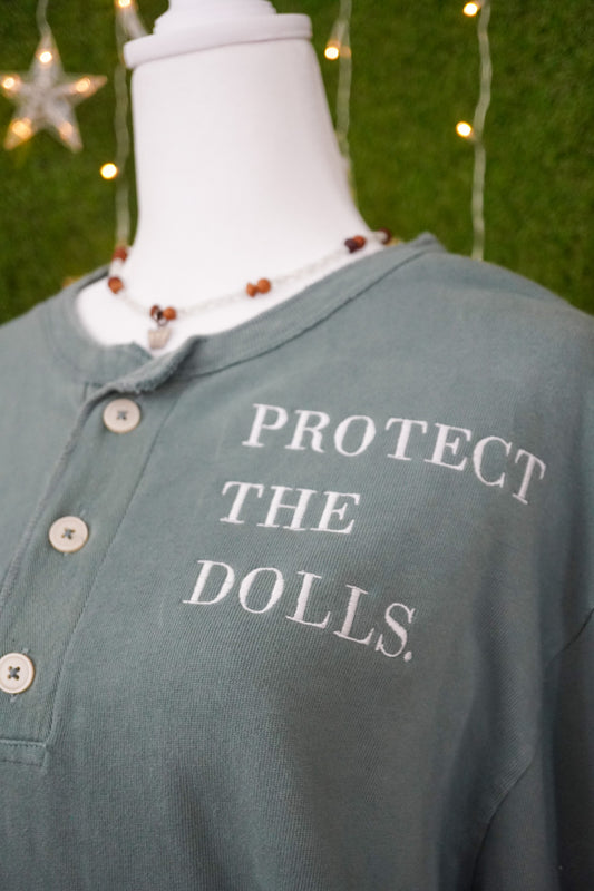 Protect the Dolls Teal Button Up Long Sleeve S