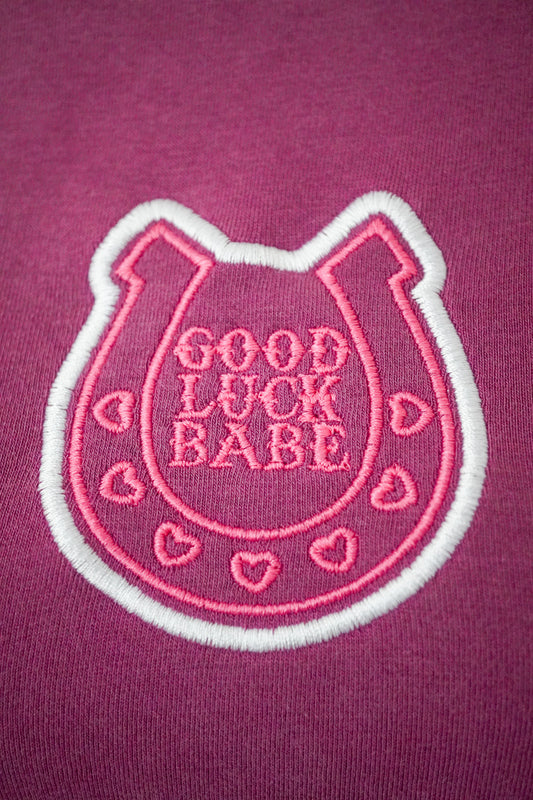 Good Luck Babe Magenta Cropped Long Sleeve XS