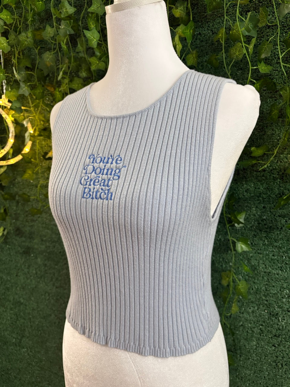 You're Doing Great Blue Cropped Tank M
