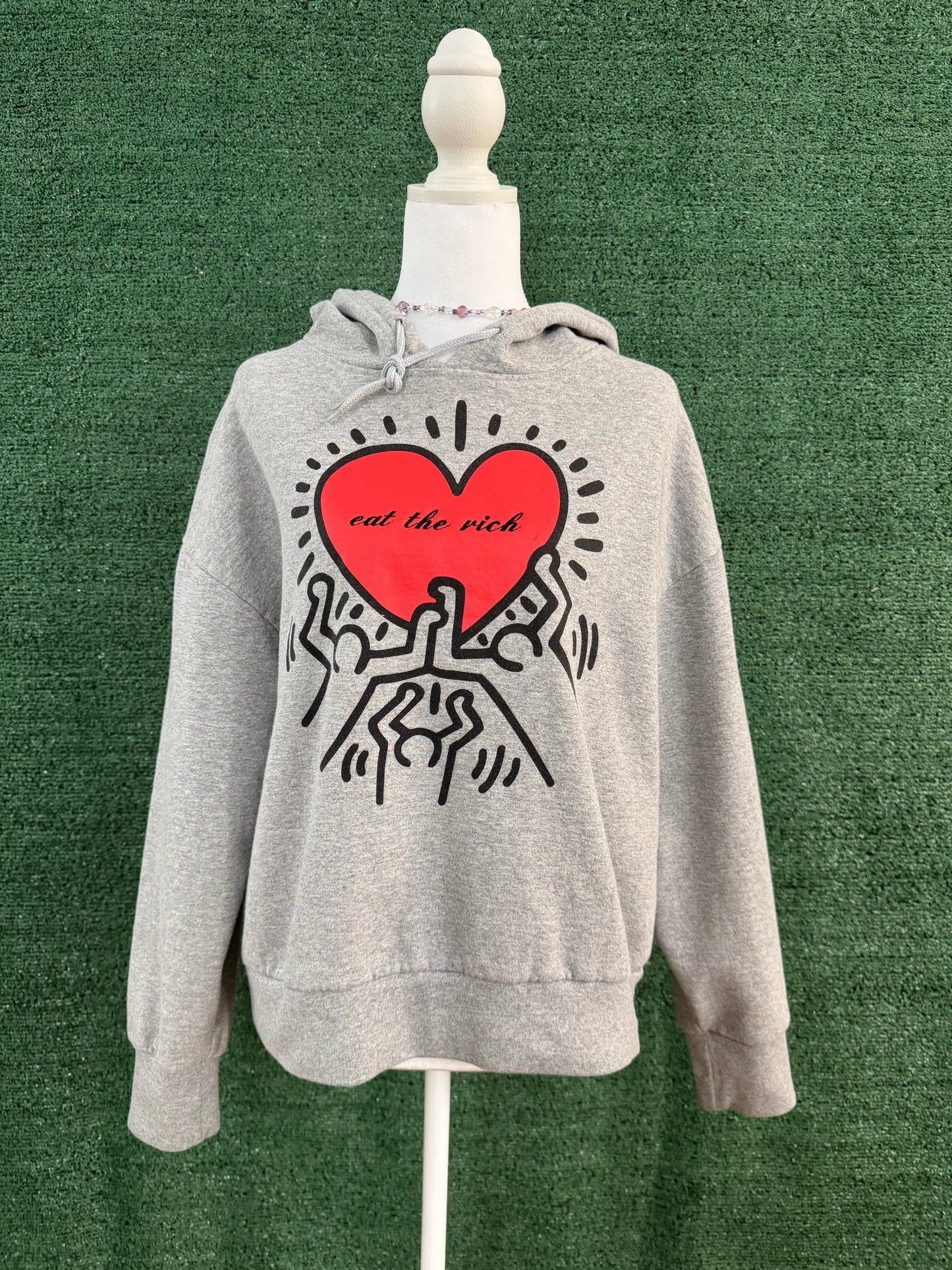 Eat The Rich Keith Haring Grey Hoodie M