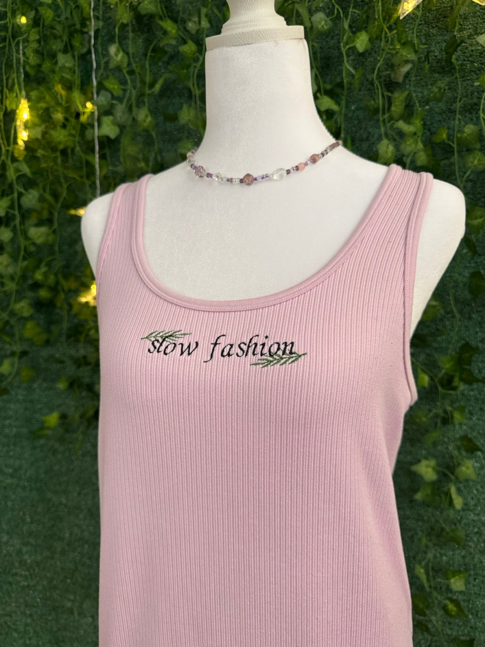 Slow Fashion Pink Ribbed Cropped Tank Top 2XL