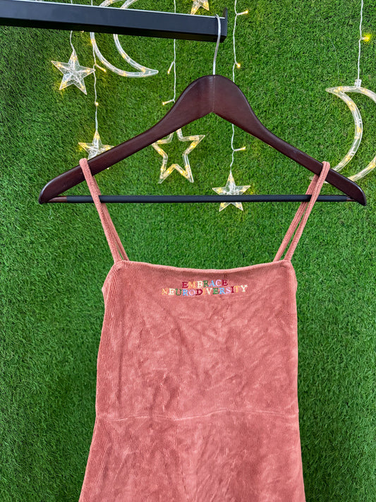 Embrace Neurodiversity Salmon Corduroy Dress S