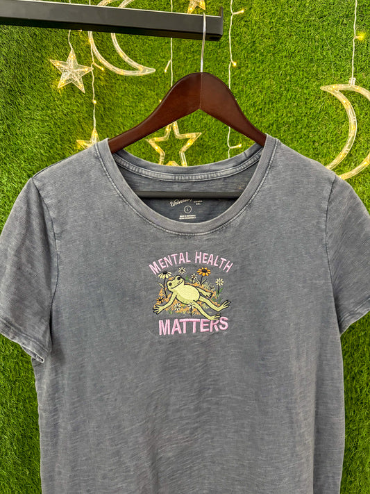 Mental Health Matters Frog Grey T-Shirt Dress L