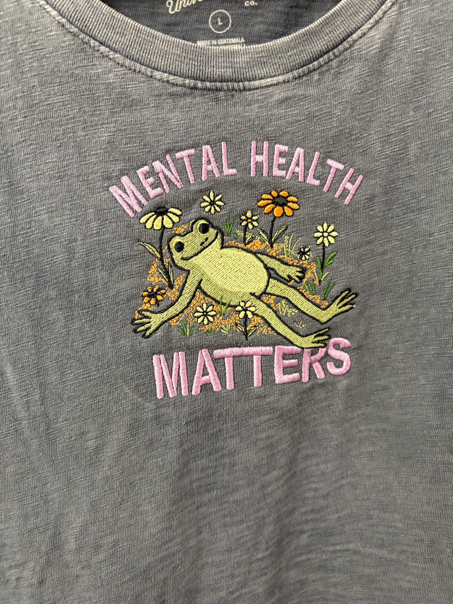 Mental Health Matters Frog Grey T-Shirt Dress L