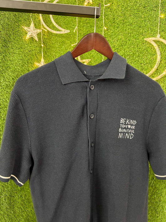Be Kind to your Beautiful Mind Navy Button Up XL