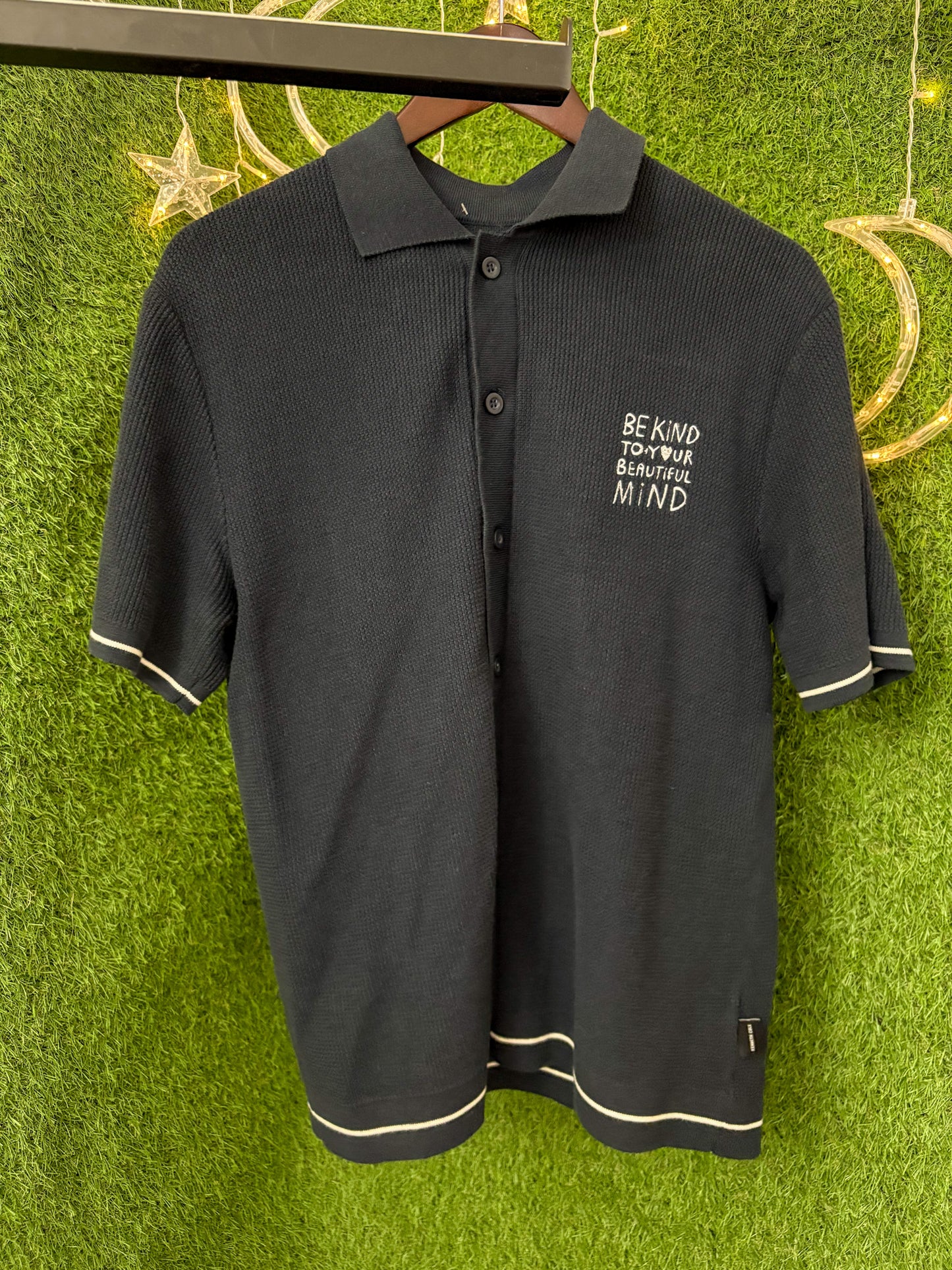 Be Kind to your Beautiful Mind Navy Button Up XL