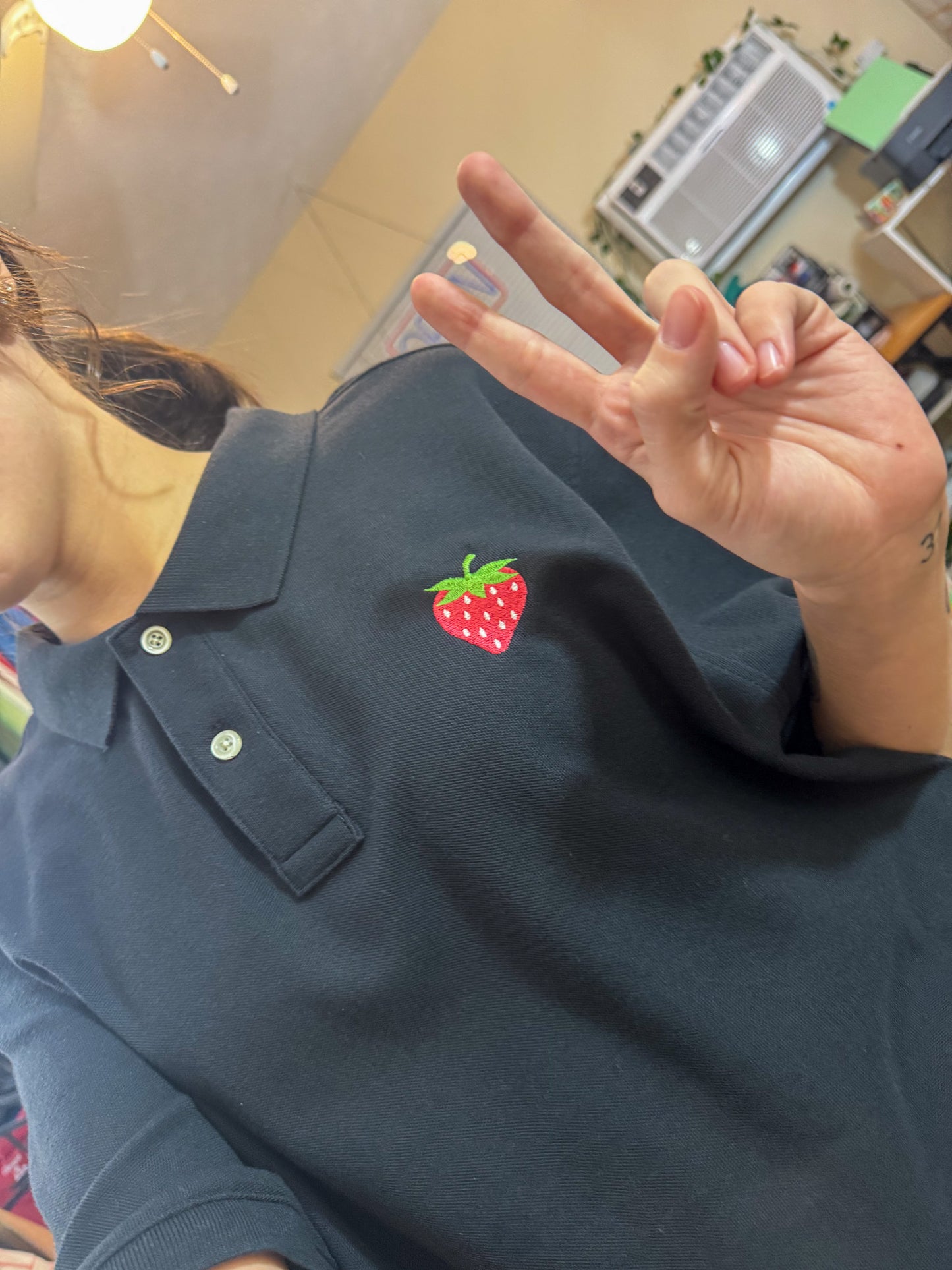 Strawberry Black Polo T-Shirt 2XL