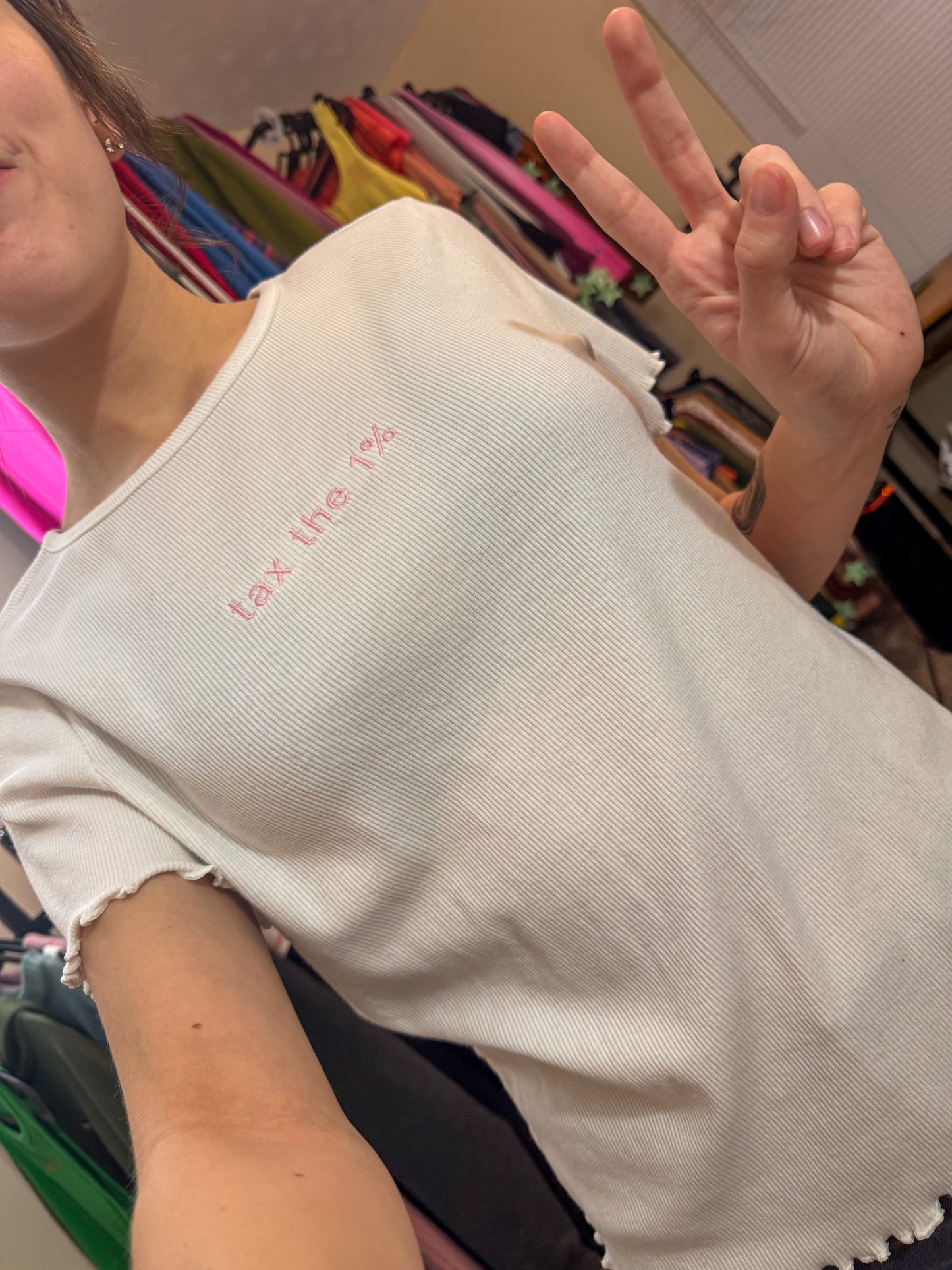 Tax the 1% Ribbed T-Shirt XL