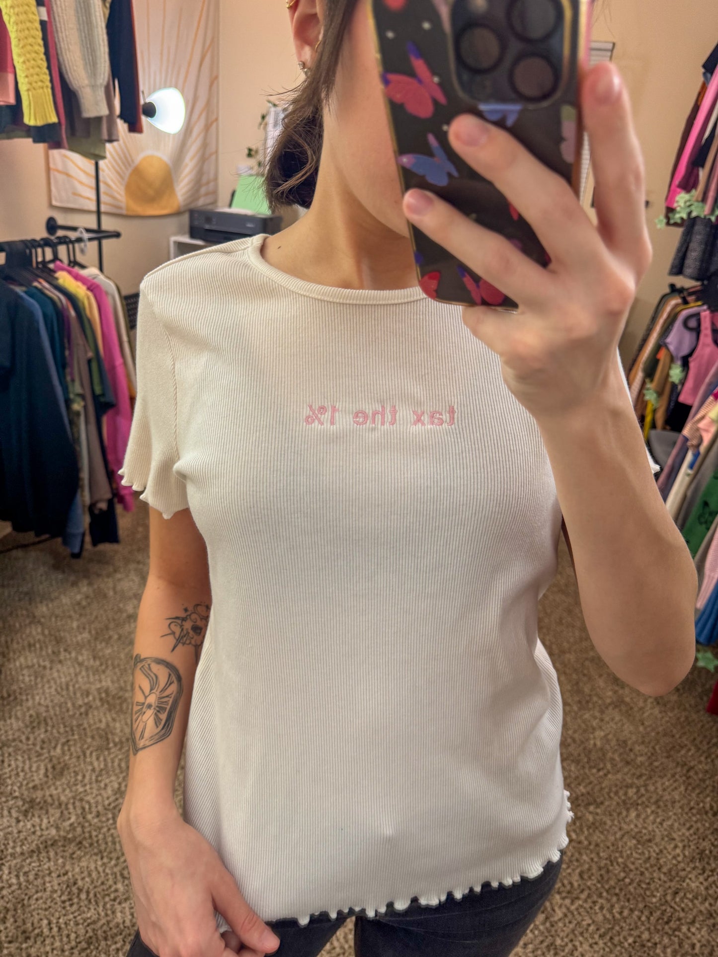 Tax the 1% Ribbed T-Shirt XL