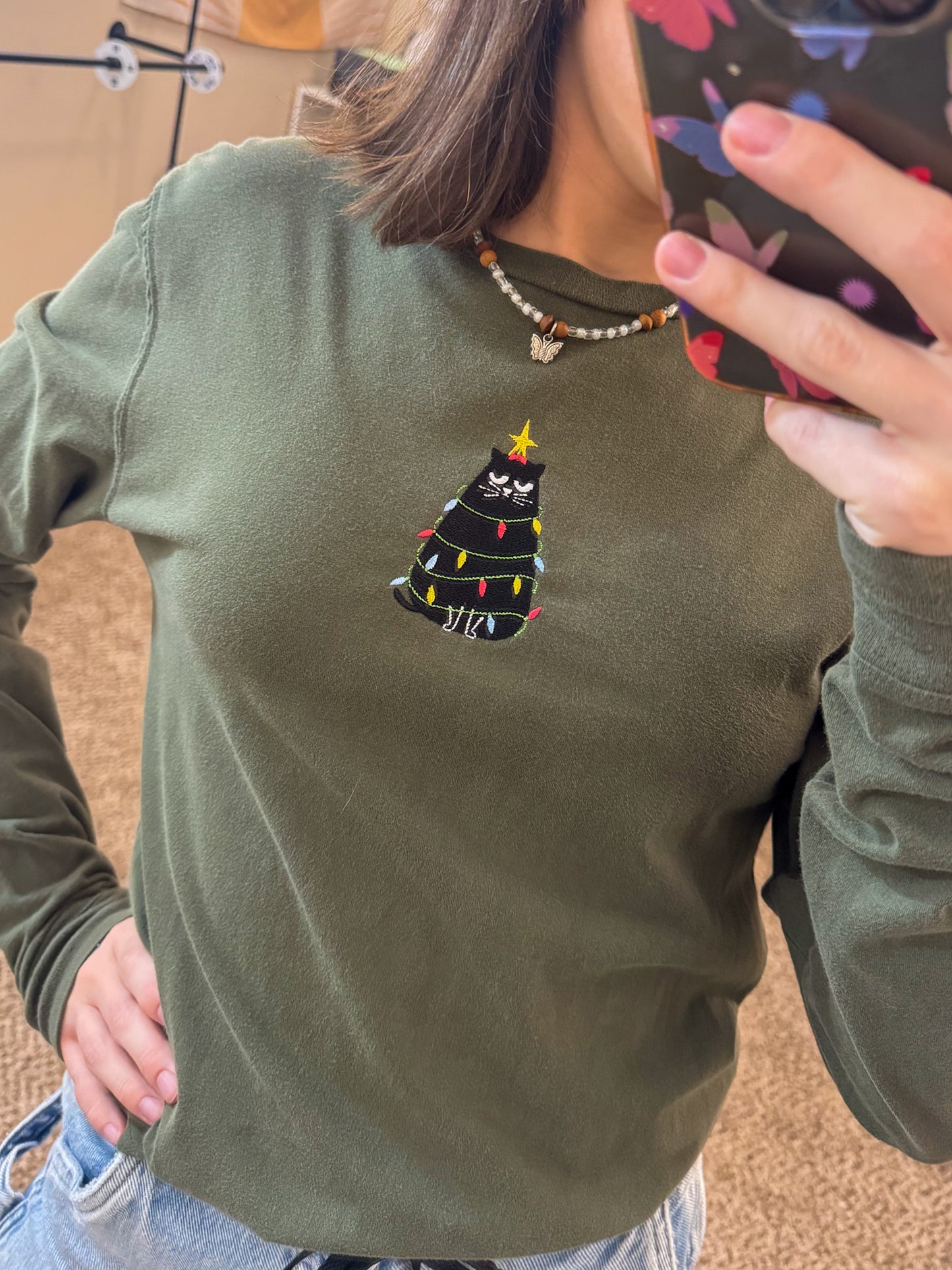 Grumpy Kitty Green Long Sleeve XS