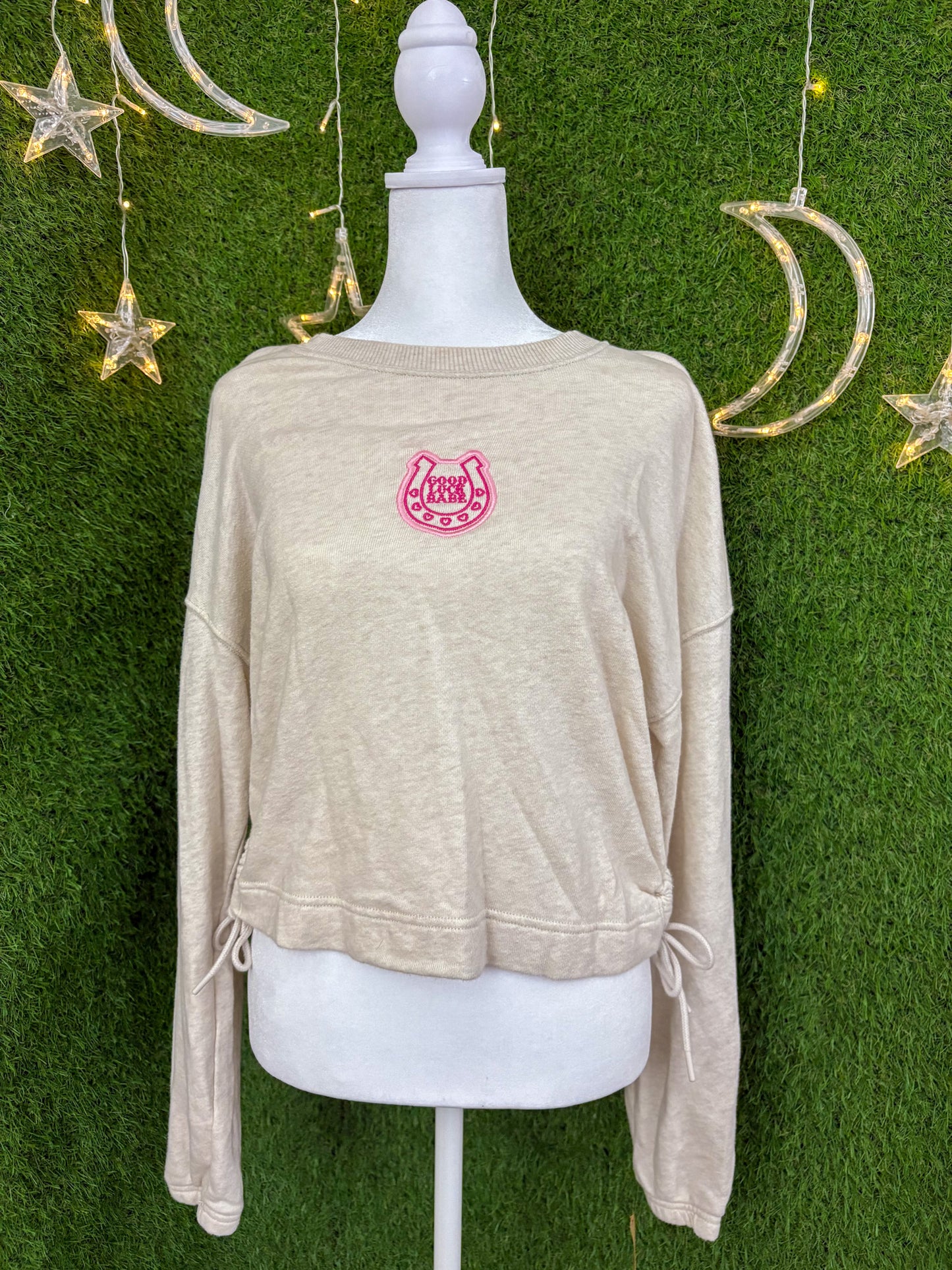 Good Luck Babe Cropped Longsleeve (cinched sides) XS