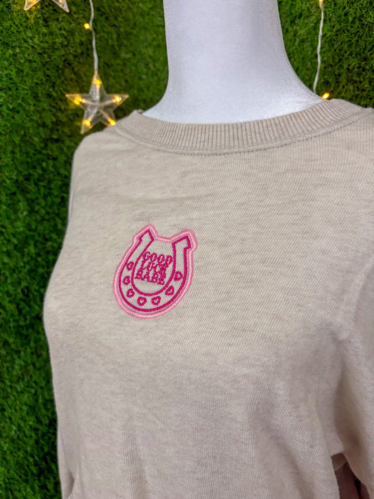 Good Luck Babe Cropped Longsleeve (cinched sides) XS