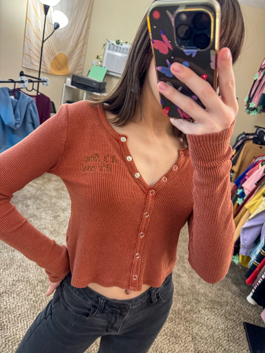 Good Luck Babe Thermal Cropped Long Sleeve M