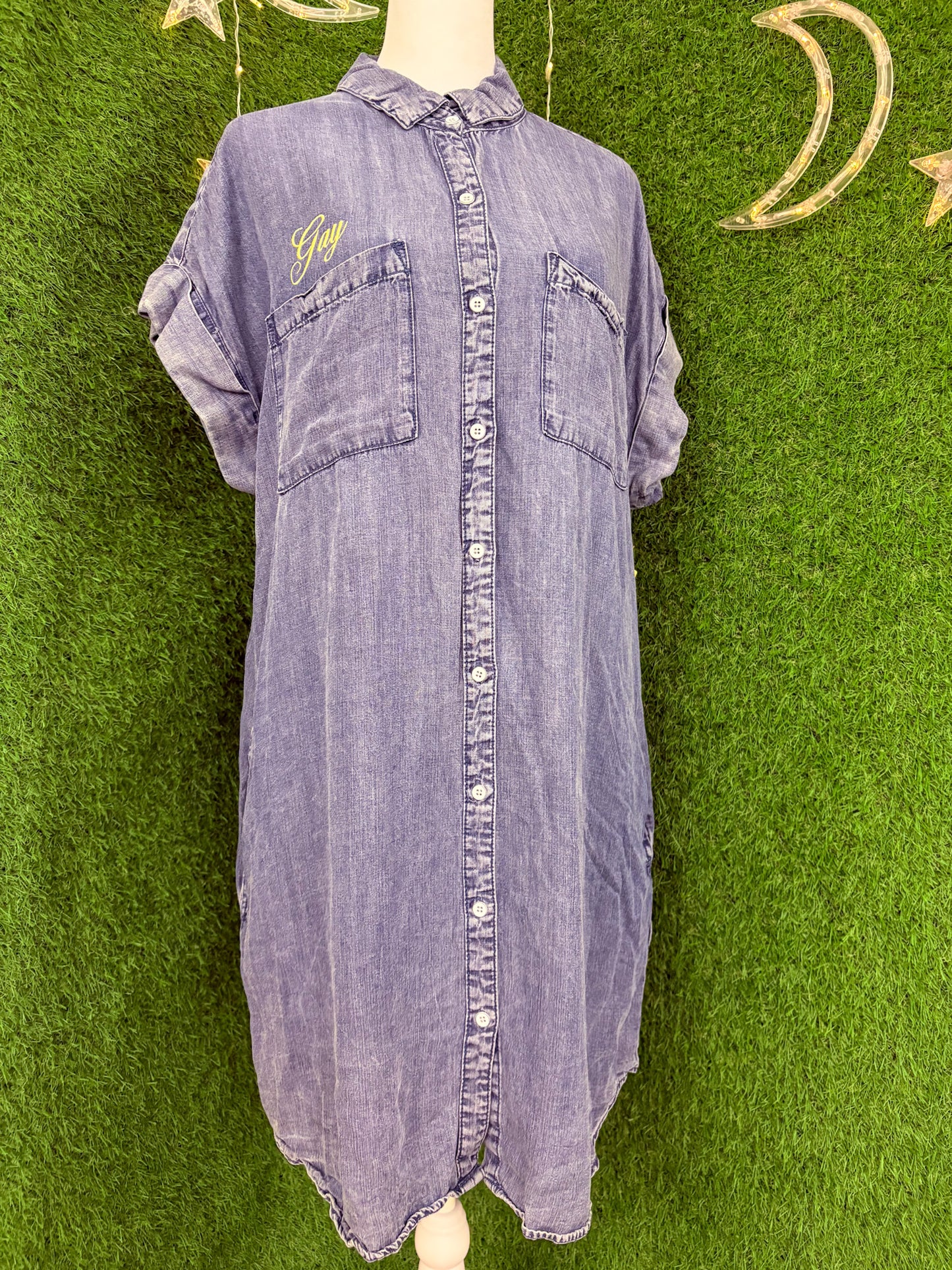Gay Denim Short Sleeve Dress XL
