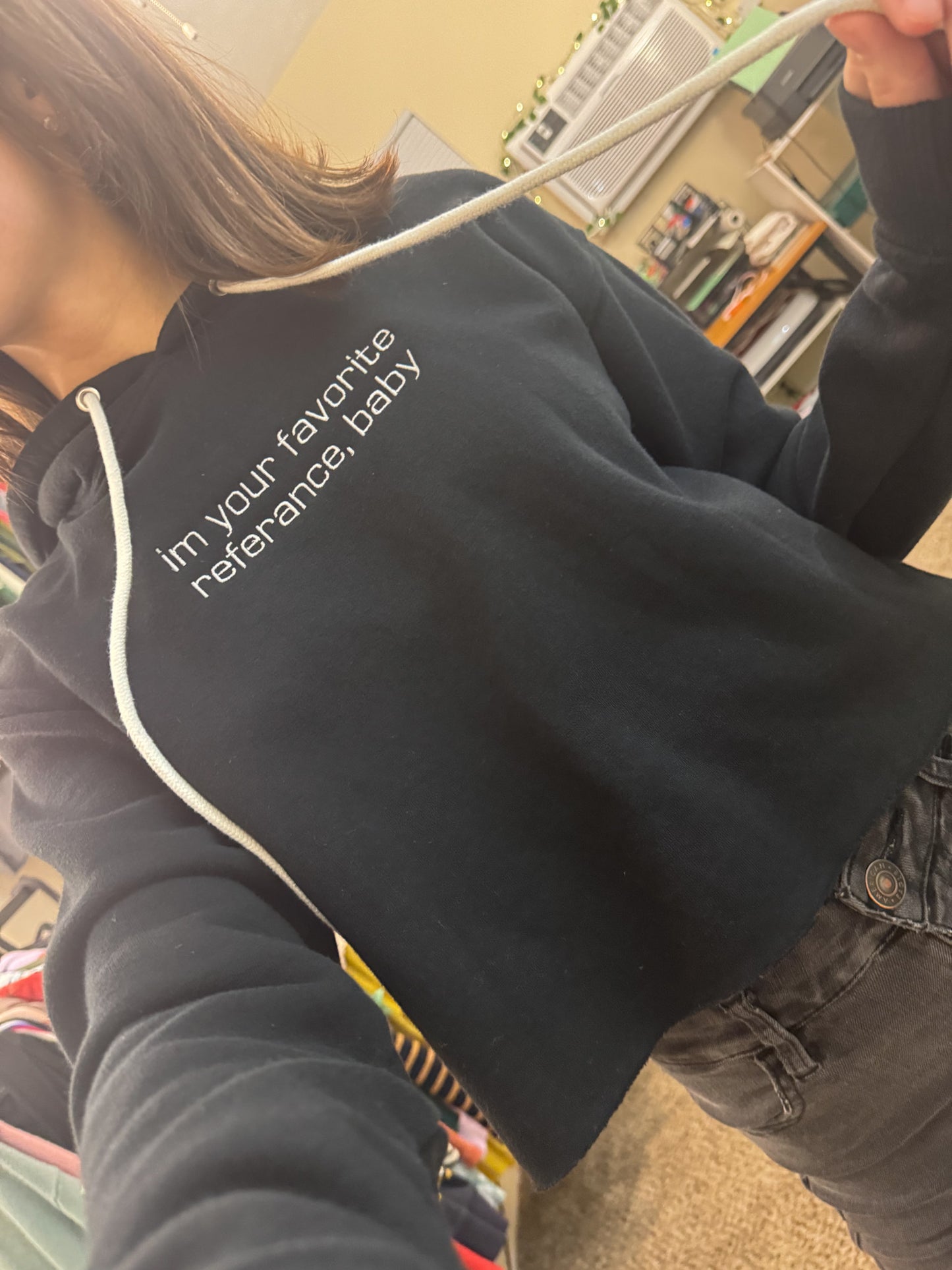 360 Black Cropped Hoodie XS