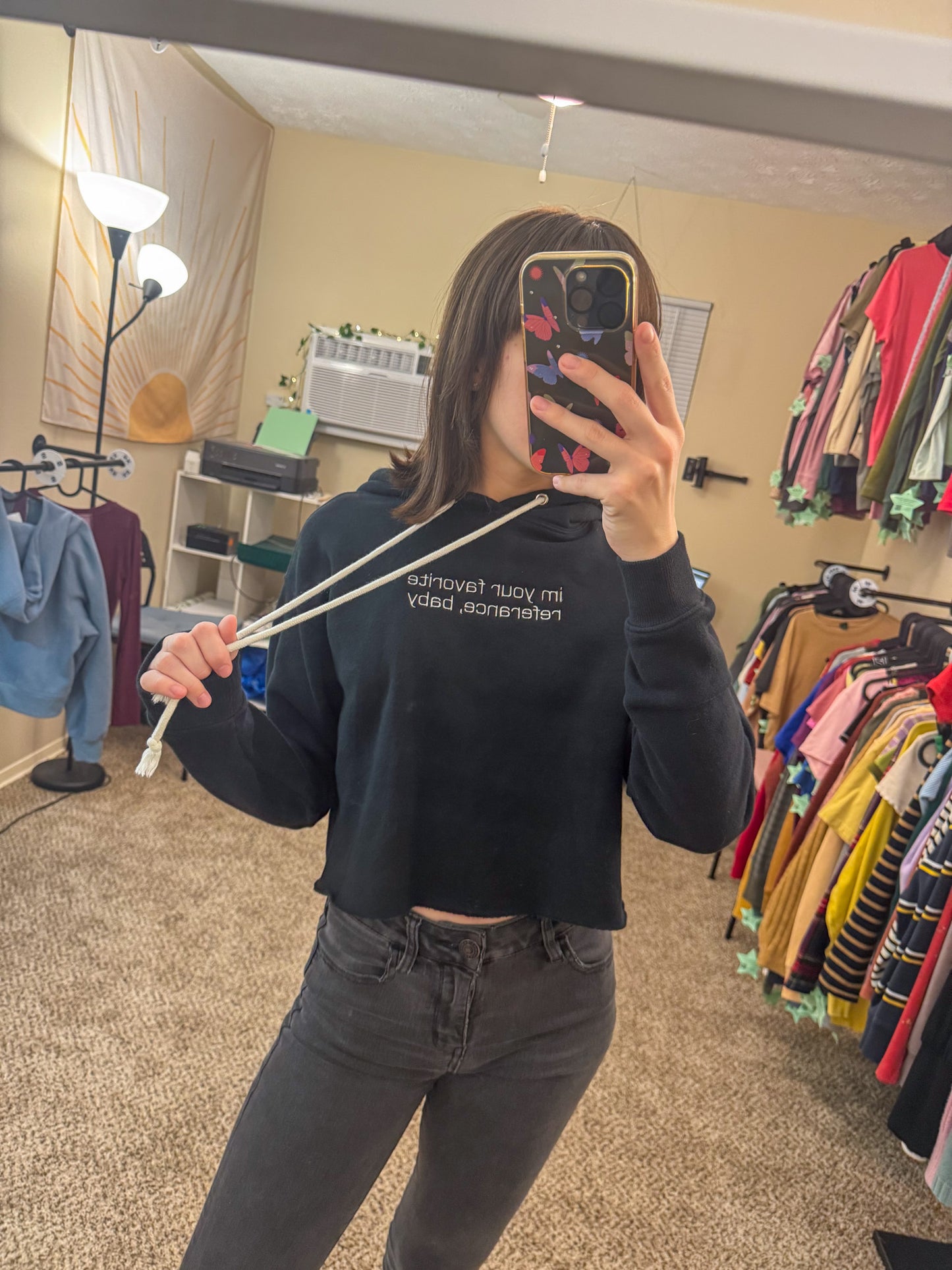 360 Black Cropped Hoodie XS