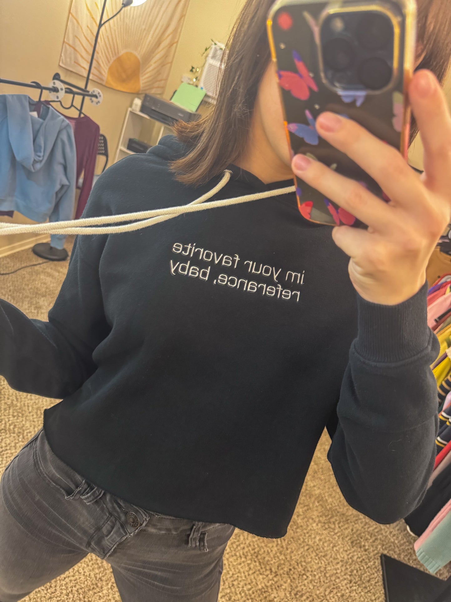 360 Black Cropped Hoodie XS