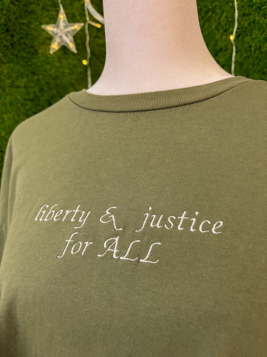 Liberty & Justice for ALL Green T-Shirt M