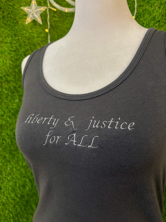 Liberty & Justice for ALL Grey Tank Top XS