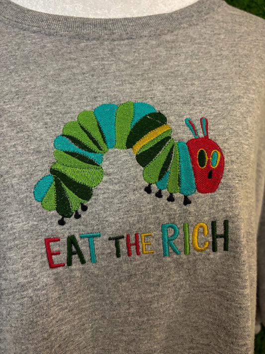 Eat the Rich Caterpillar Grey T-Shirt XL