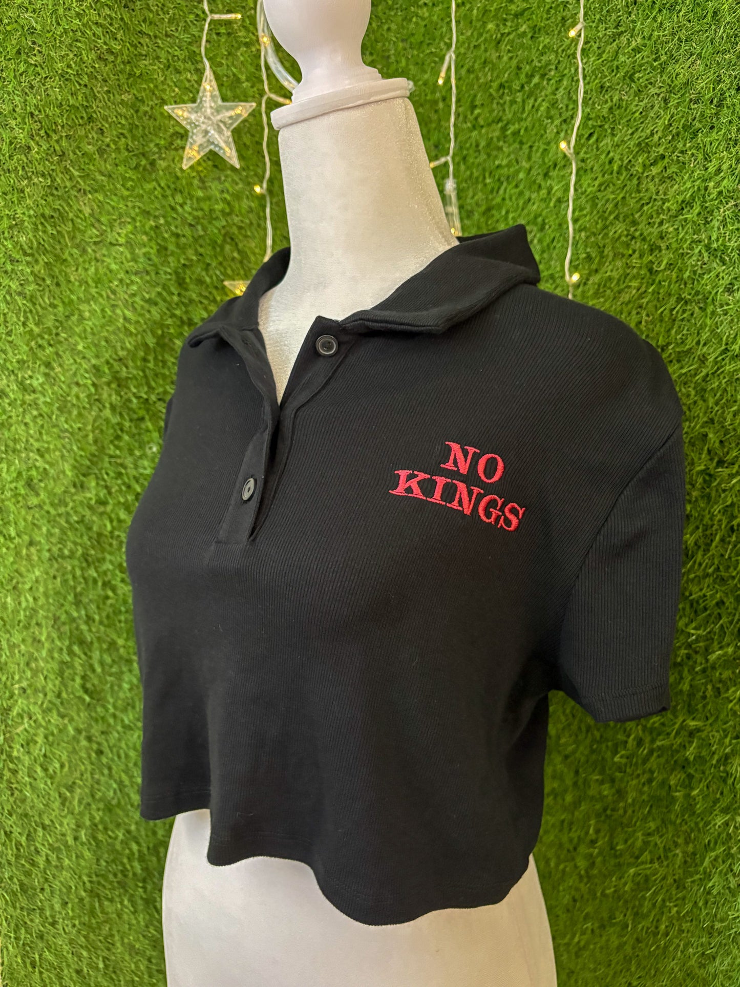 No Kings Cropped Polo Tee XL