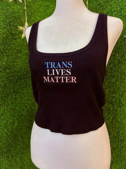 Trans Lives Matter Ribbed Cropped Tank M