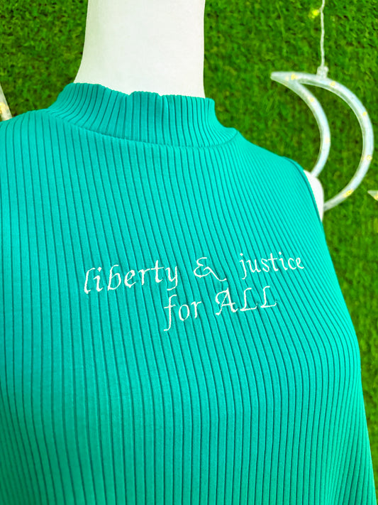 Liberty & Justice for ALL Green Turtleneck Ribbed Tank 2XL