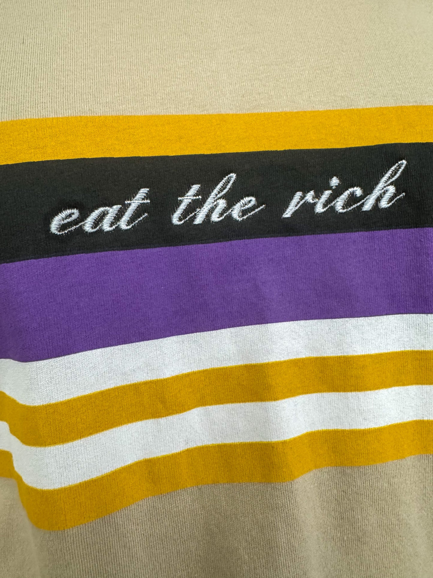 Eat the Rich Striped Long Sleeve M