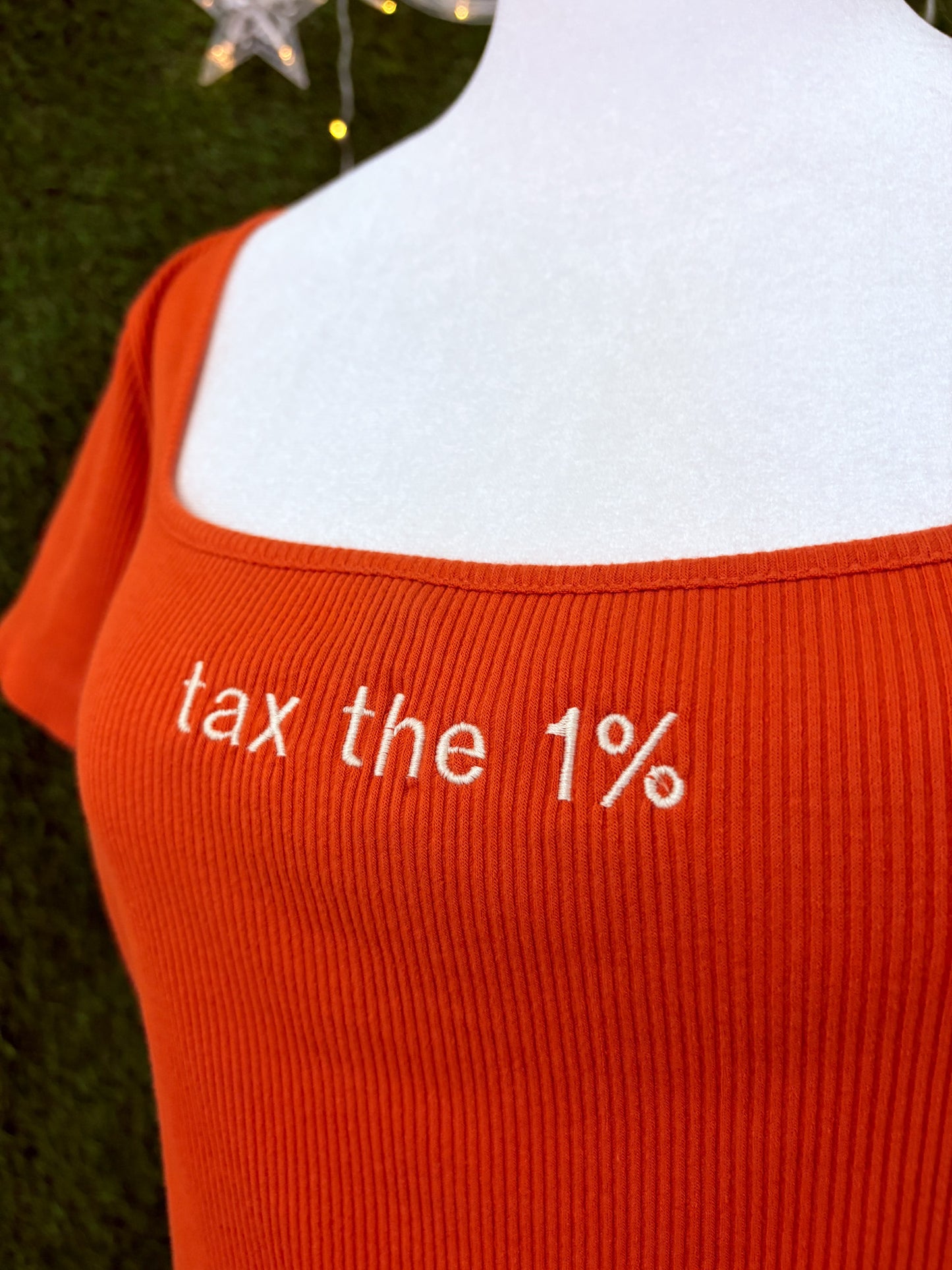 Tax the 1% Orange Crop Top XL