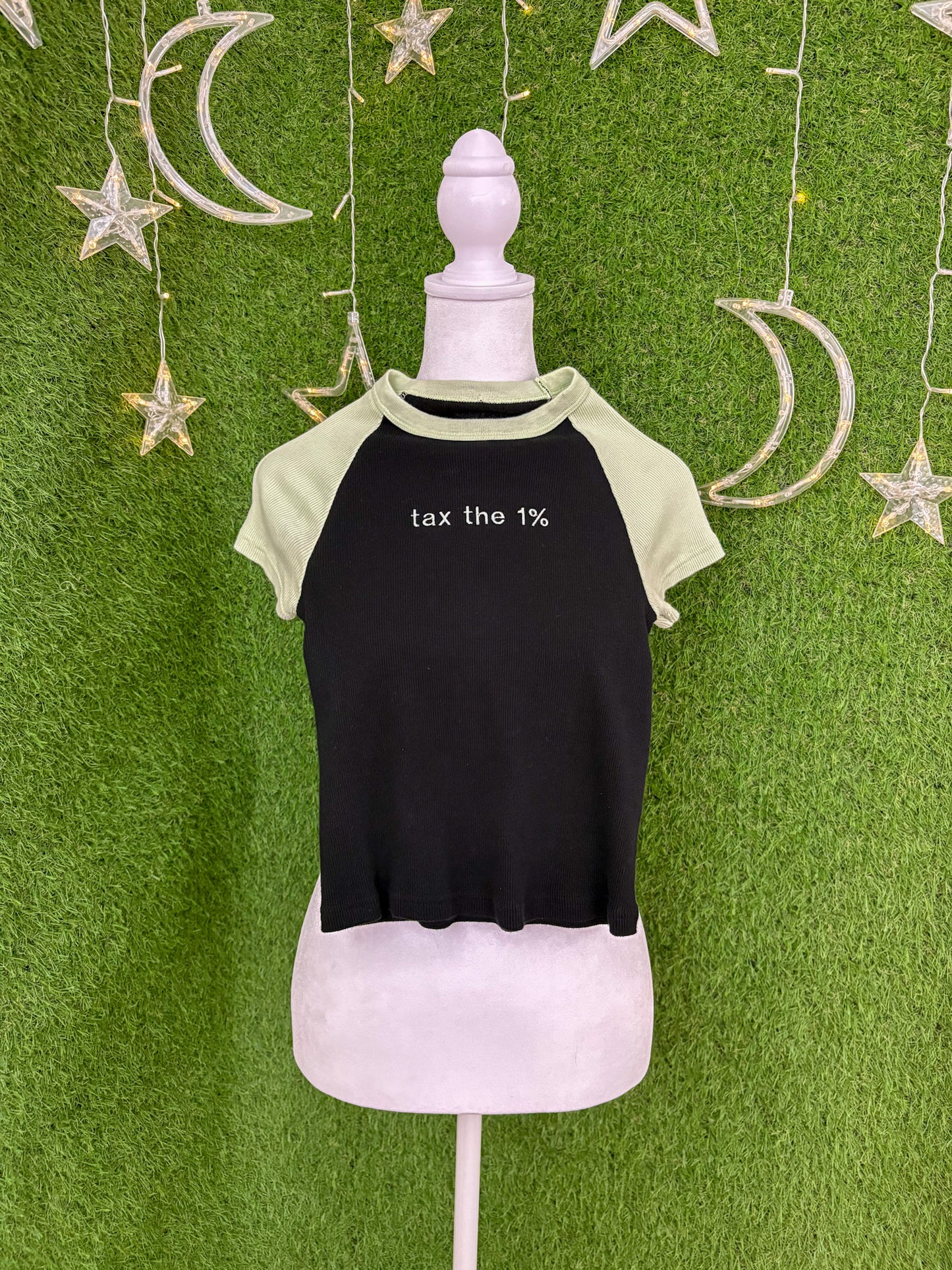 Tax the 1% Black/Green Baby Tee XS