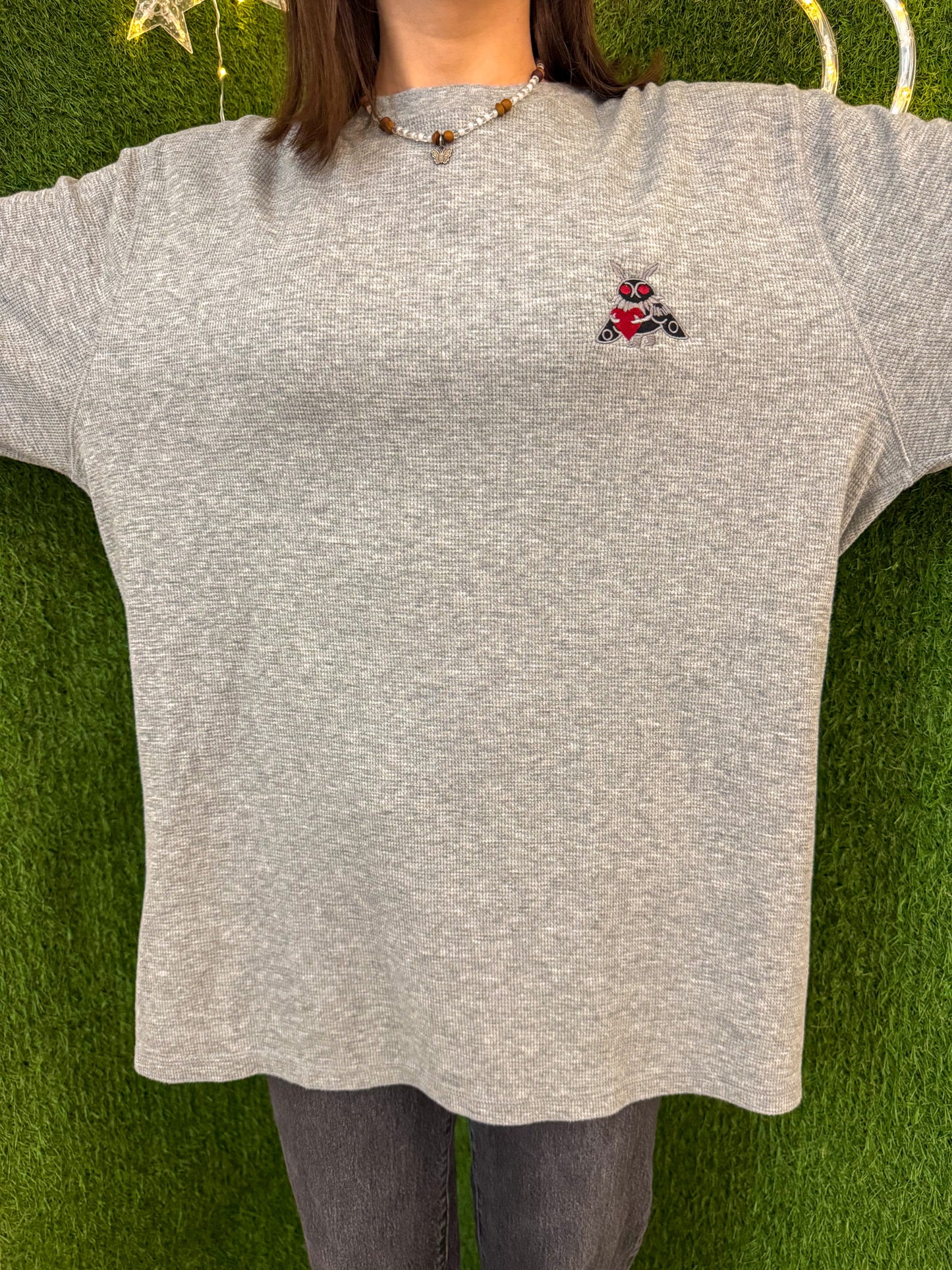 Mothman Hugging a Heart Thermal Long Sleeve 2XL