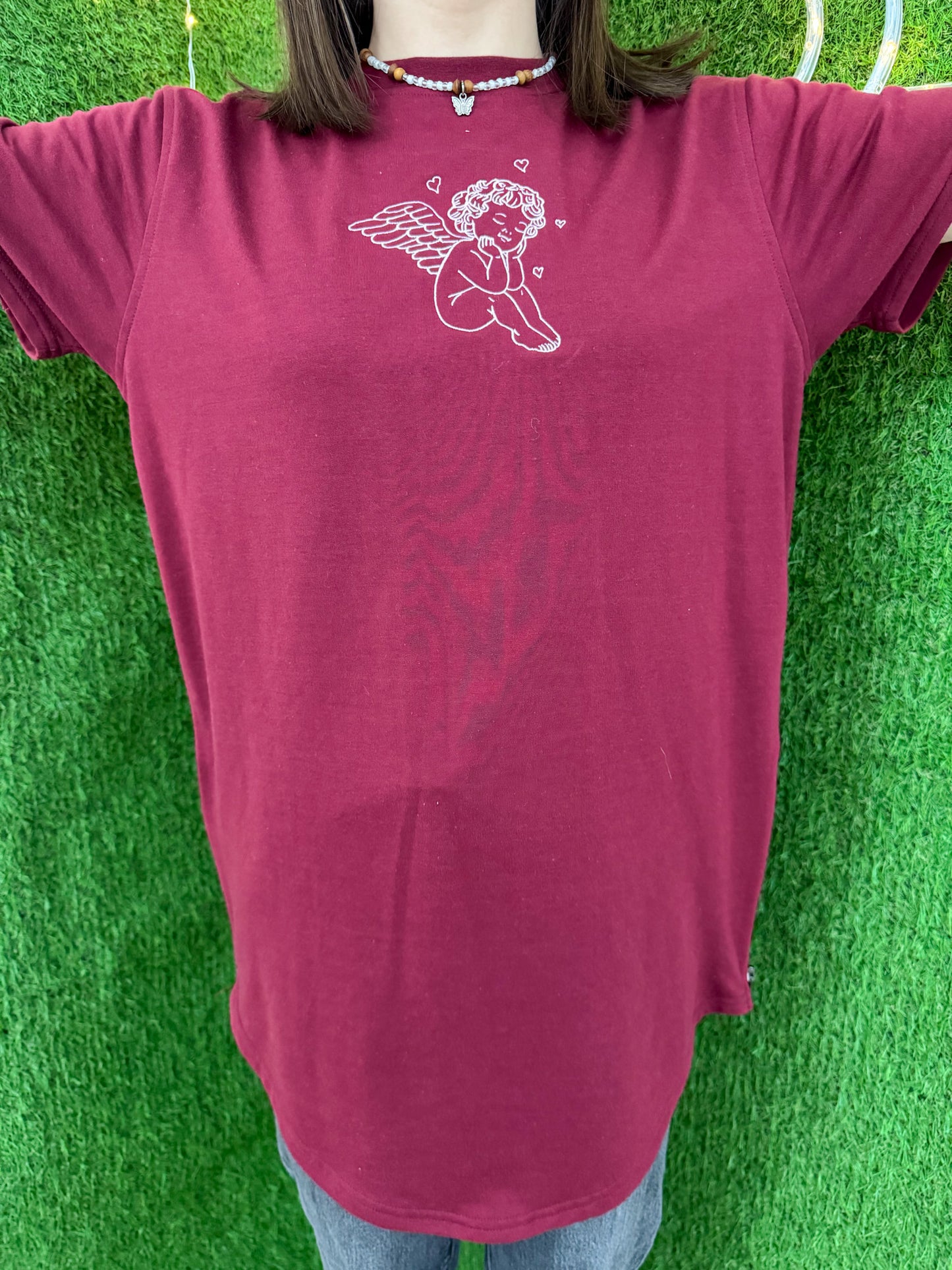 Angel Baby Maroon Tee with Zipper Sides S