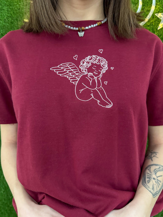 Angel Baby Maroon Tee with Zipper Sides S