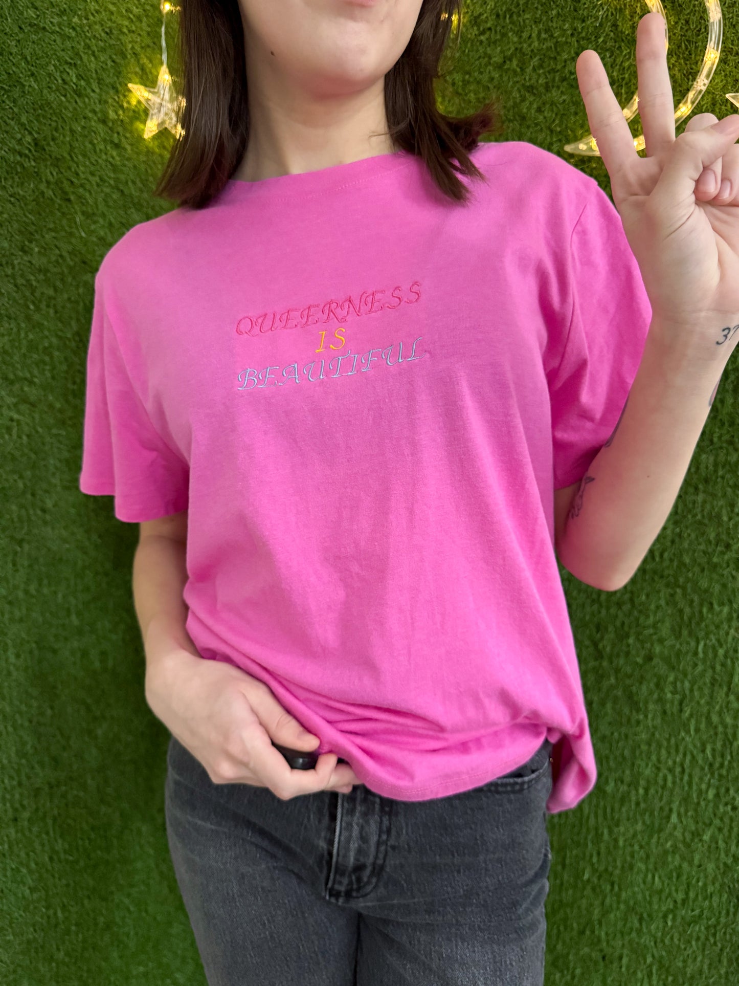 Queerness is Beautiful Pink T-Shirt XL