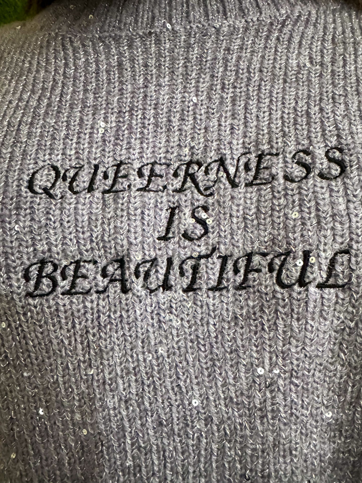 Queerness is Beautiful Sparkly Cropped Sweater 2XL