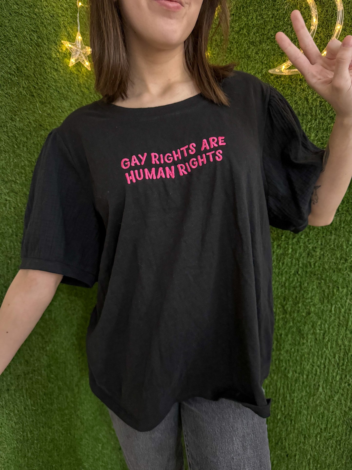 Human Rights Puffy Sleeve T-Shirt 3XL