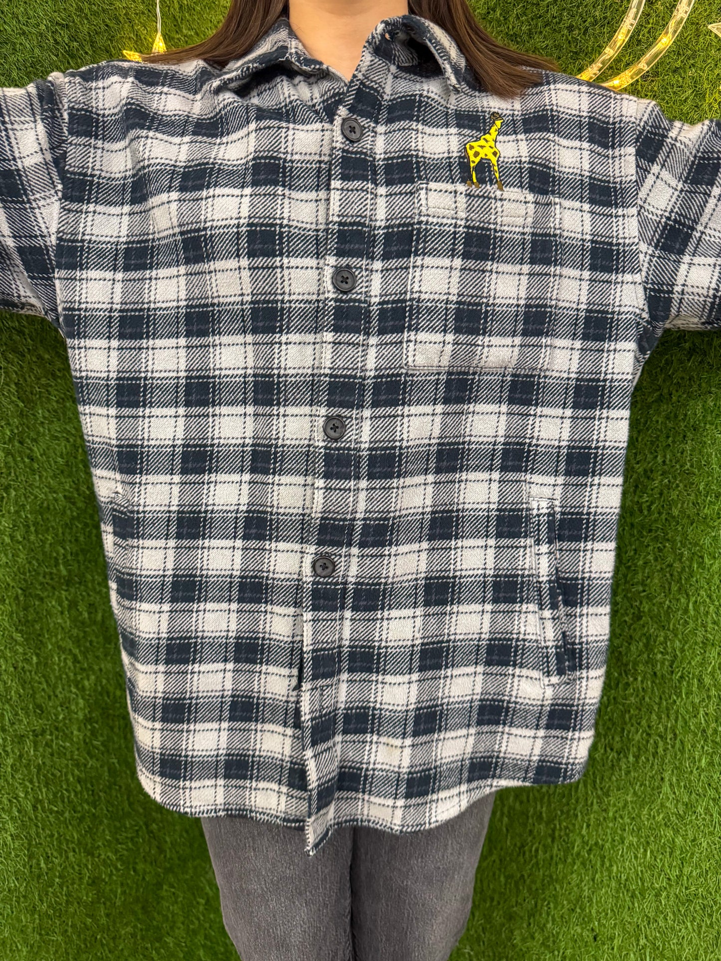 Cowboy Giraffe Pocket Flannel M