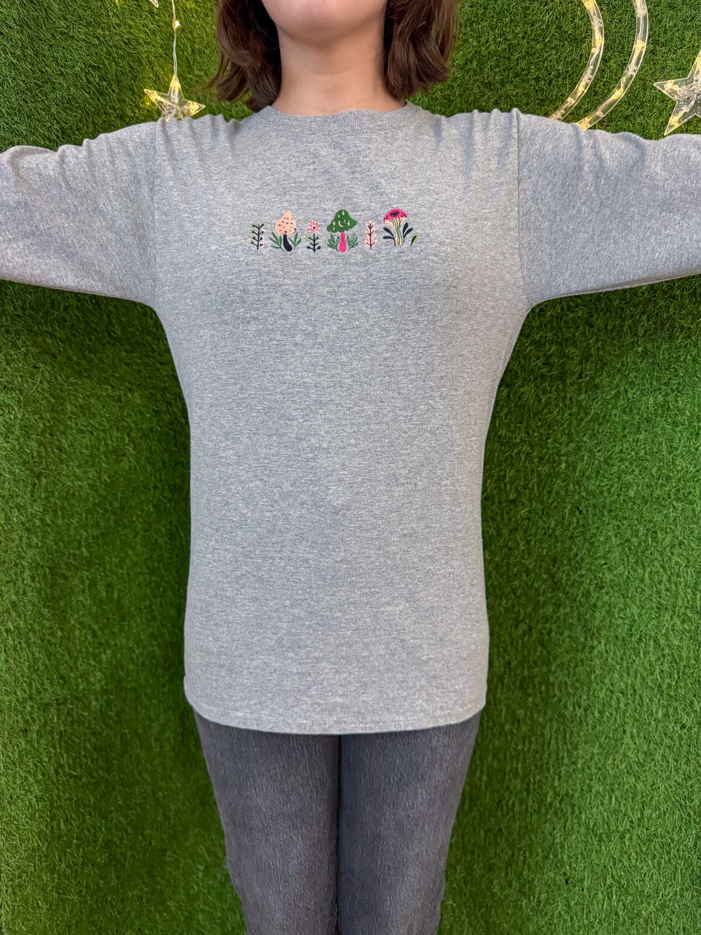 Funky Mushroom Grey Long Sleeve S