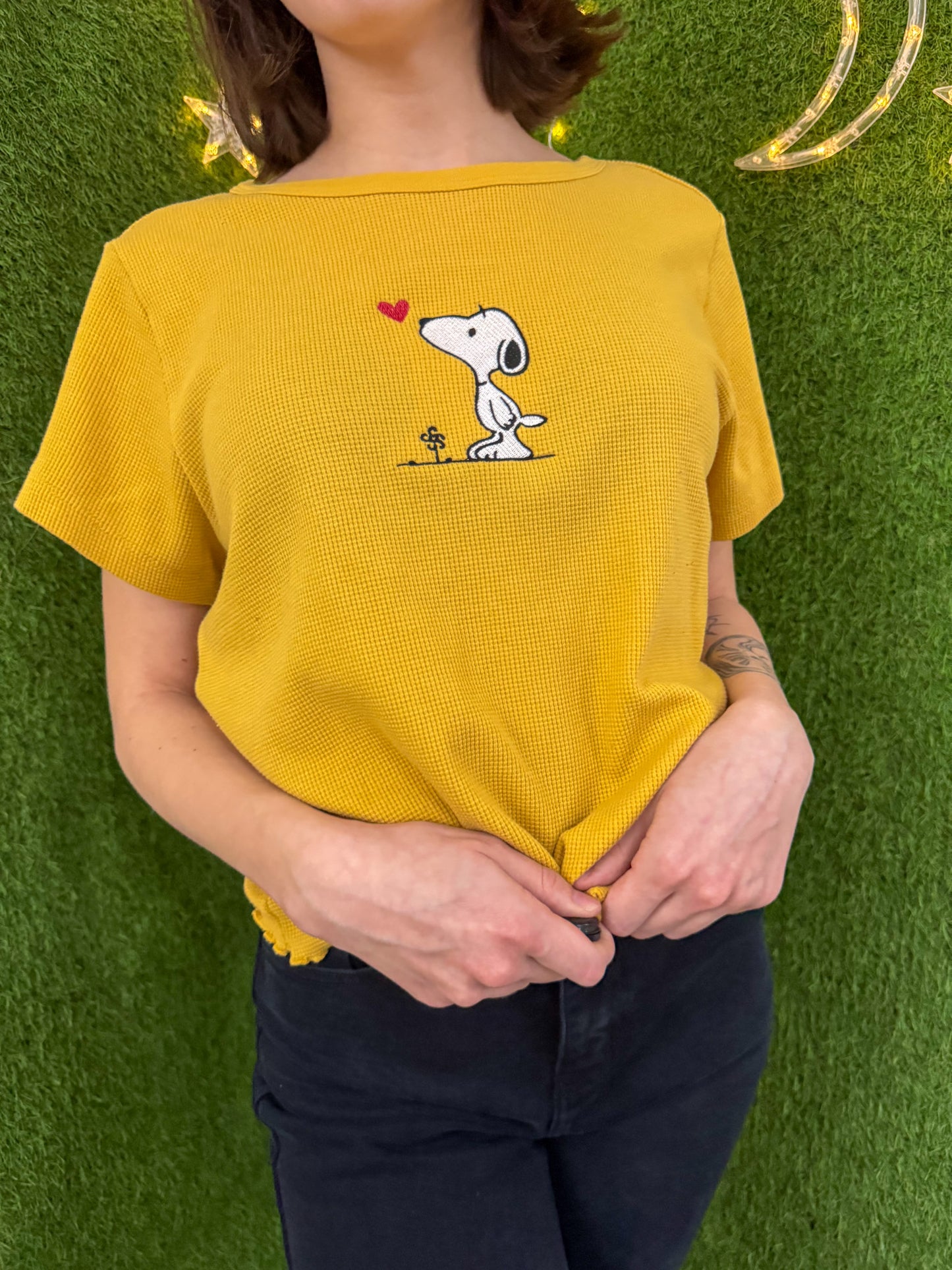 Snoopy Yellow Scalloped Baby Tee 2XL