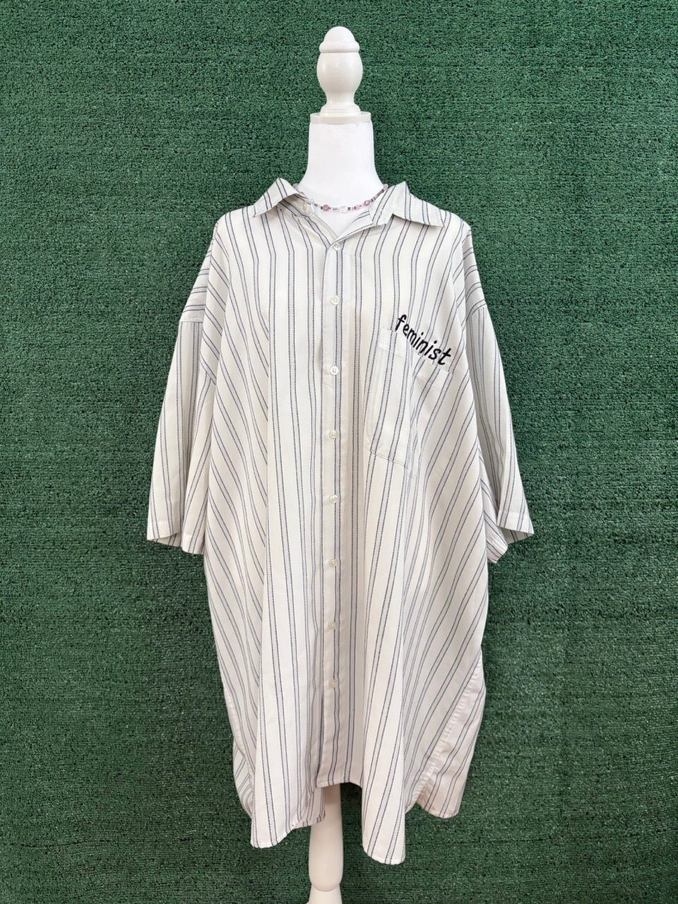 Feminist Striped Button Up 4XL