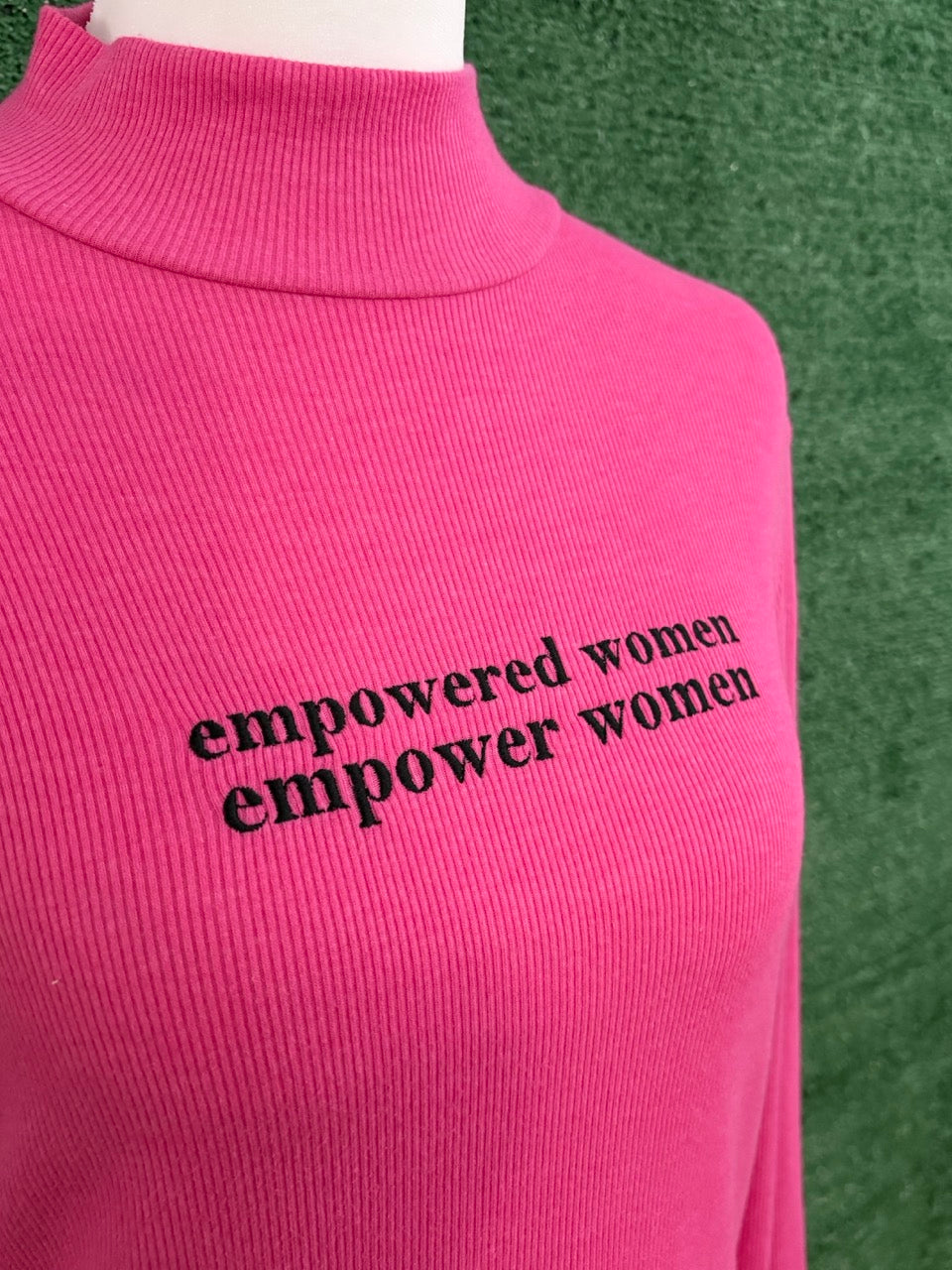 Empowered Women Pink Fitted Turtleneck Long Sleeve L