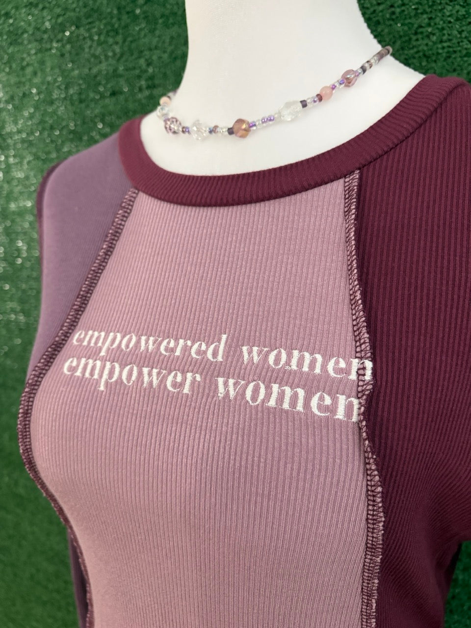 Empowered Women Purple Cropped Fitted Long Sleeve S