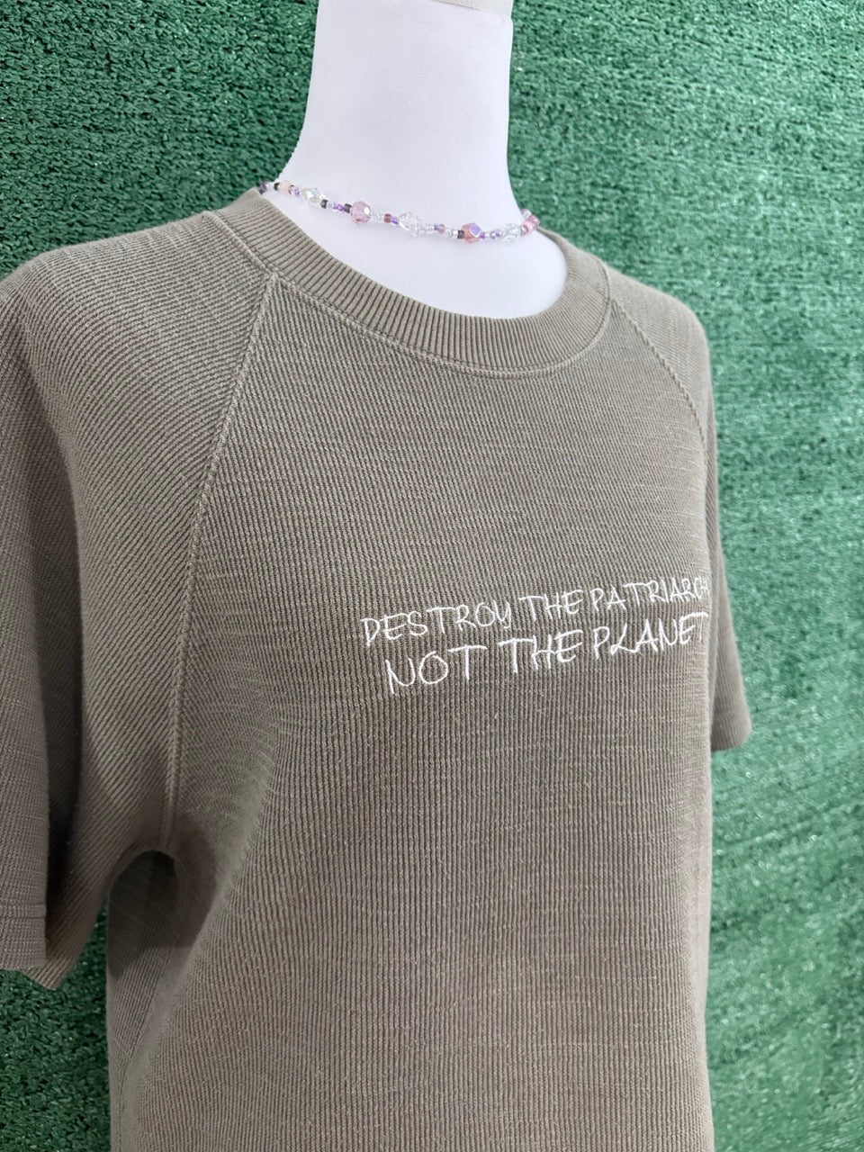 Destroy the Patriarchy Green Heavyweight Cropped Jersey Tee XS