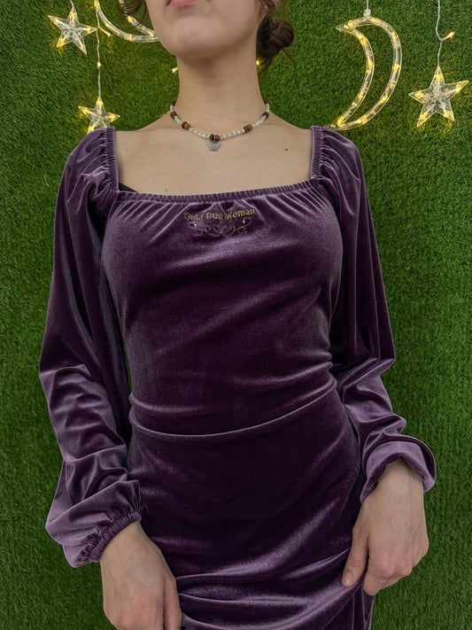 Gold Dust Woman Purple Velvet Dress M