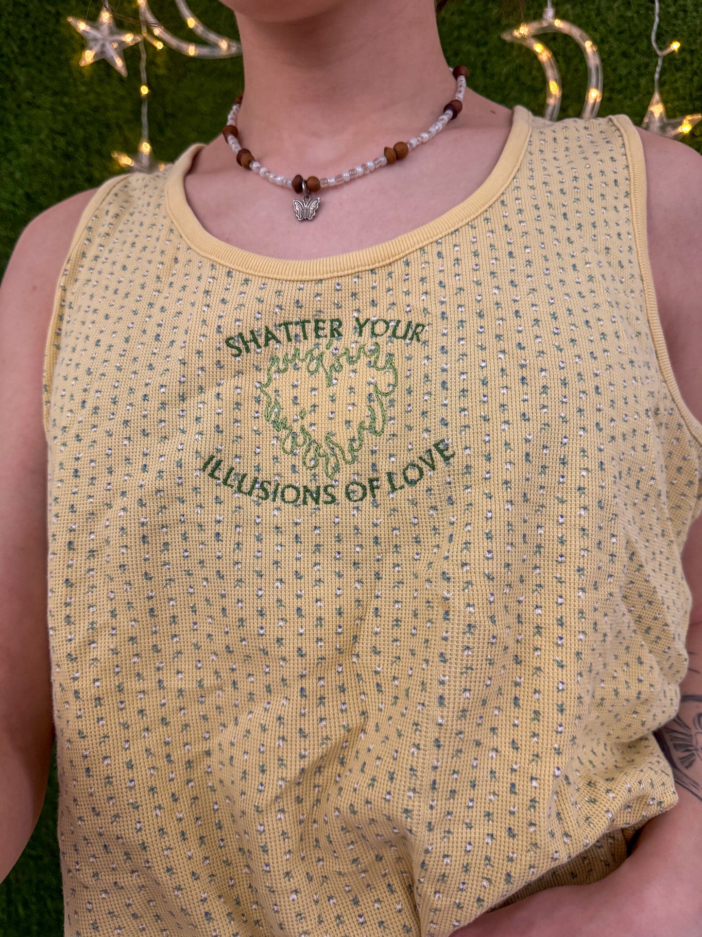 Illusions of Love Floral Yellow Tank L