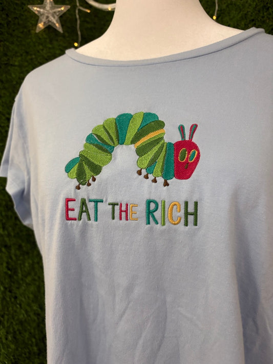 Eat the Rich Caterpillar Blue Tee 2XL