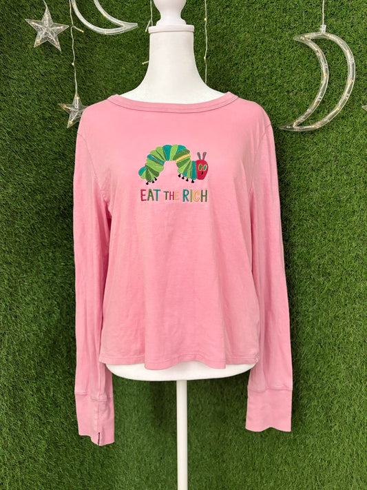 Eat the Rich Caterpillar PInk Long Sleeve XL