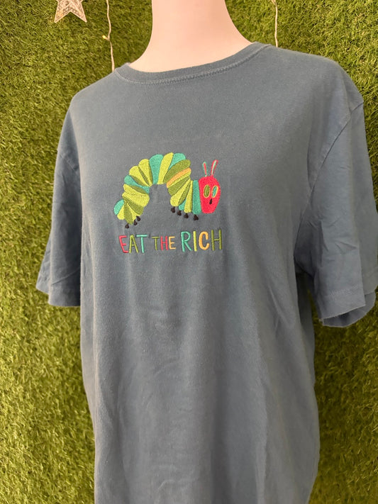 Eat the Rich Caterpillar Blue T-Shirt M