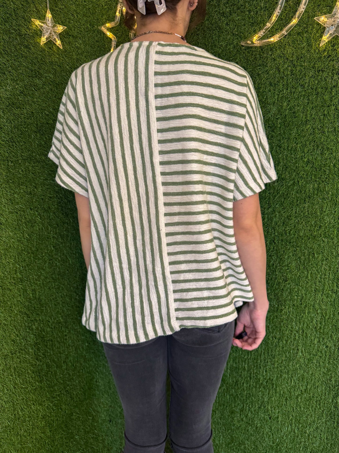 Cthulhu Cat Green Striped T-Shirt XL